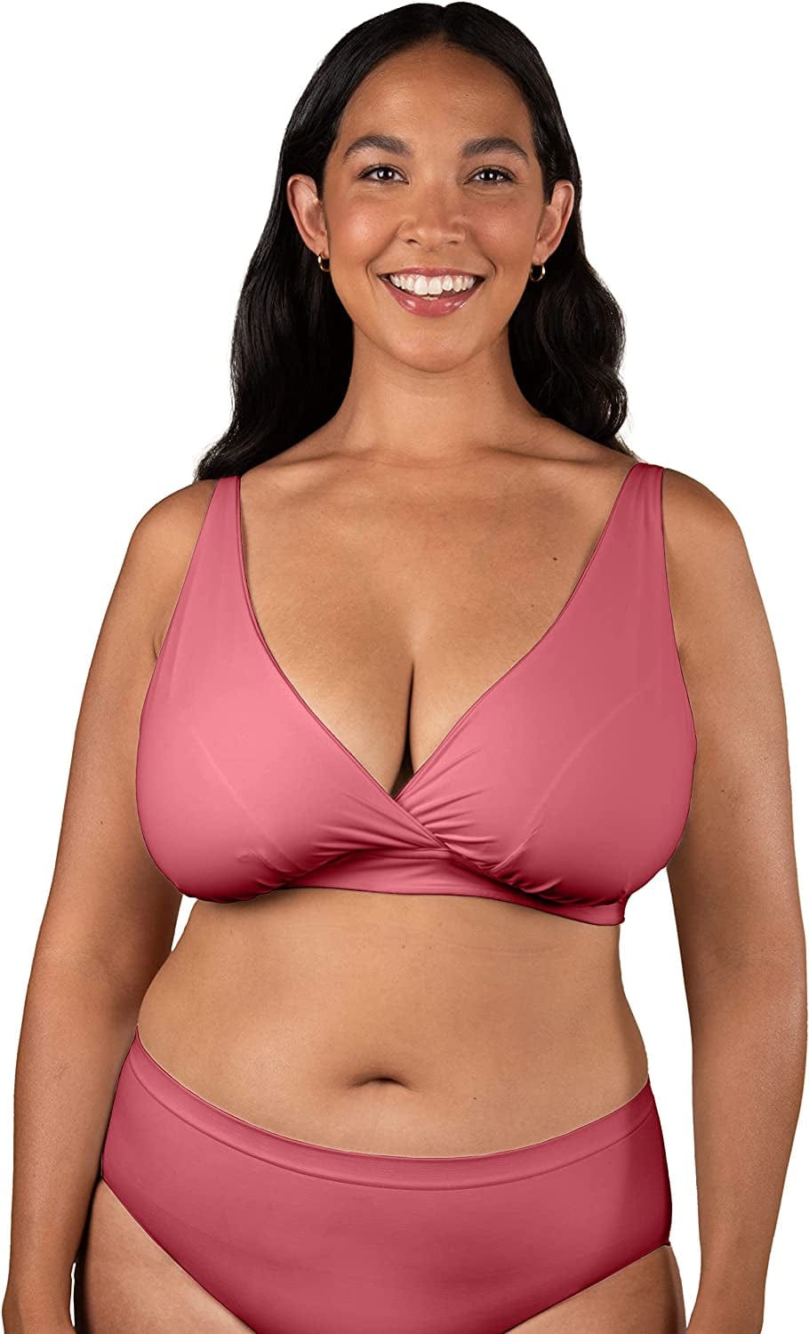 BRAVADO! DESIGNS Maternity and Nursing Sleep Bra Sustainable Ballet Bra for Breastfeeding Regular & Full B - J Cups Lipstick - Sustainable Fabric / Full / Large