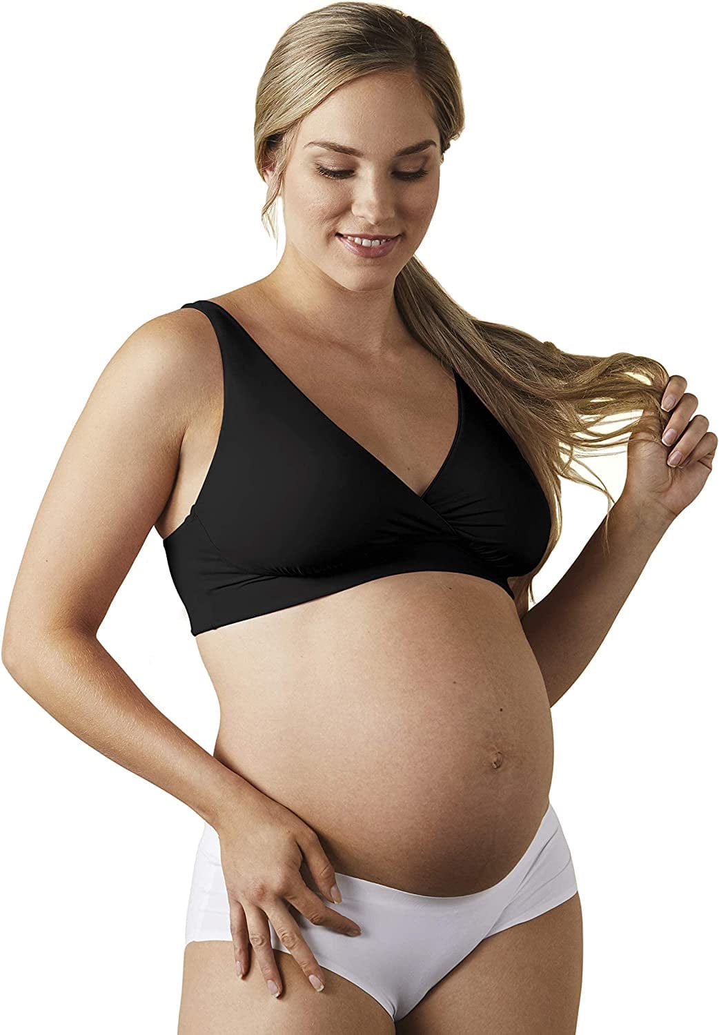 BRAVADO! DESIGNS Maternity and Nursing Sleep Bra Sustainable Ballet Bra for Breastfeeding Regular & Full B - J Cups Black / regular / Medium