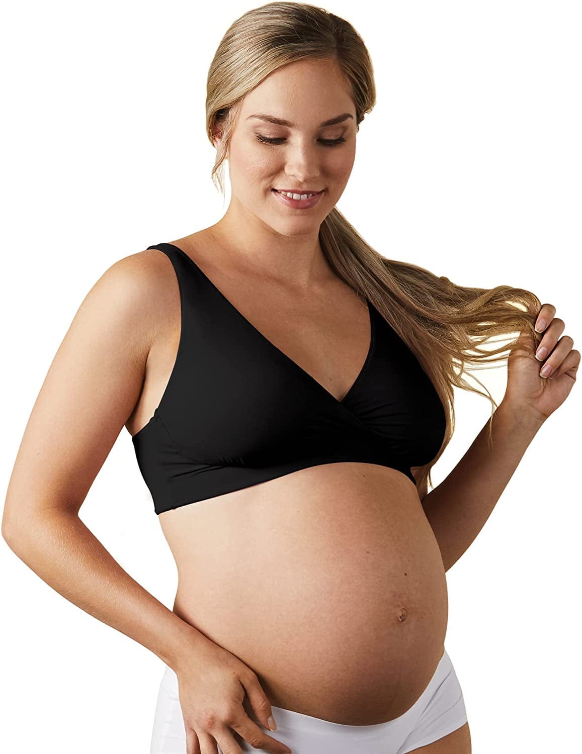 BRAVADO! DESIGNS Maternity and Nursing Sleep Bra Sustainable Ballet Bra for Breastfeeding Regular & Full B - J Cups Black - Sustainable Fabric / regular / Medium