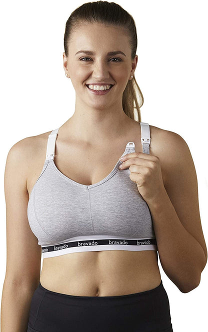 BRAVADO! DESIGNS Original Nursing Maternity Bra Sustainable Regular Full Extended B, C, D, DD/E, DDD/F, G H, I, J Cups Dove Heather / Full / Small