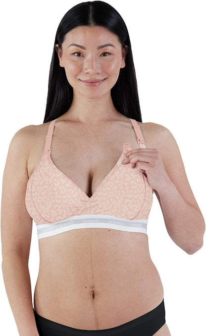BRAVADO! DESIGNS Original Nursing Maternity Bra Sustainable Regular Full Extended B, C, D, DD/E, DDD/F, G H, I, J Cups Pink Leopard - Sustainable Fabric / Full / Medium