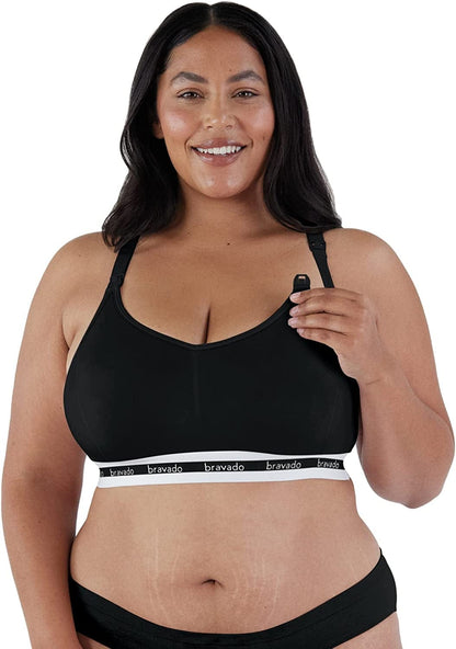 BRAVADO! DESIGNS Original Nursing Maternity Bra Sustainable Regular Full Extended B, C, D, DD/E, DDD/F, G H, I, J Cups Black - Sustainable Fabric / Extended / Large