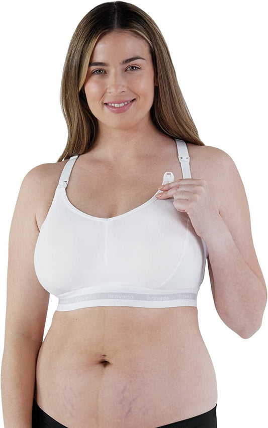 BRAVADO! DESIGNS Original Nursing Maternity Bra Sustainable Regular Full Extended B, C, D, DD/E, DDD/F, G H, I, J Cups White - Sustainable Fabric / Full / Medium