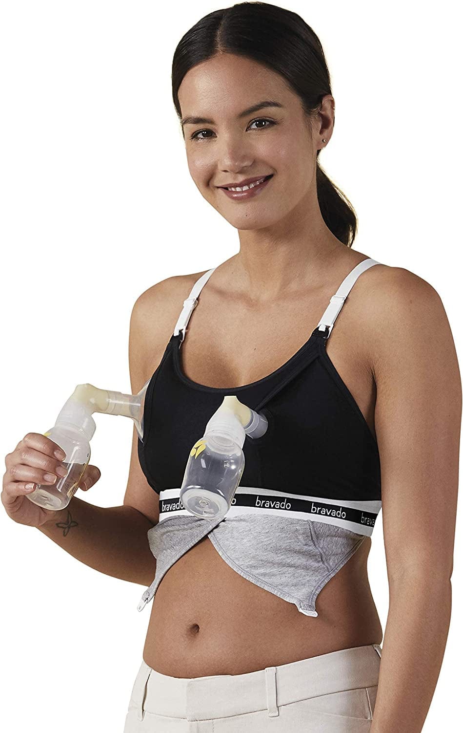 BRAVADO! DESIGNS Pumping Bra Hands Free | Clip and Pump | Pumping Accessory | S-XL Black1 / X-Large