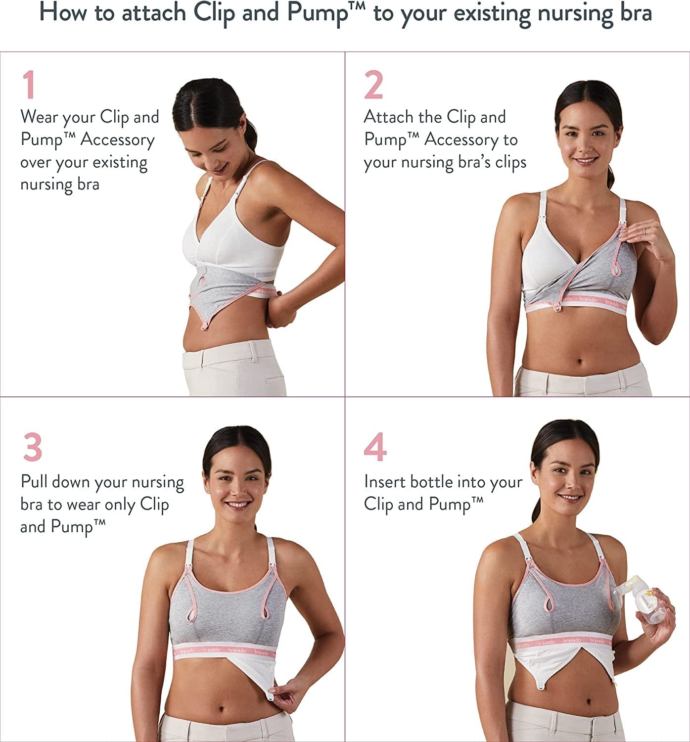 BRAVADO! DESIGNS Pumping Bra Hands Free | Clip and Pump | Pumping Accessory | S-XL