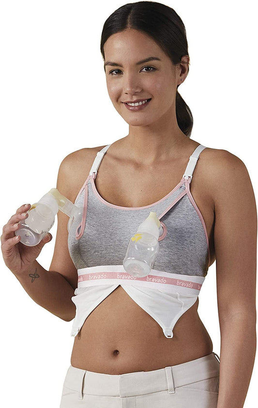 BRAVADO! DESIGNS Pumping Bra Hands Free | Clip and Pump | Pumping Accessory | S-XL Dove Heather / Small