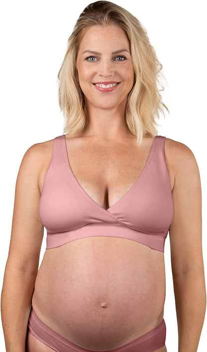 BRAVADO! DESIGNS Sustainable Maternity & Nursing Bra | Restore | Recycled Nylon | Seamless & Wireless | B-DDD/F Cup Roseclay / Large