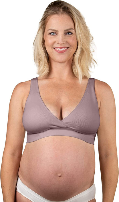 BRAVADO! DESIGNS Sustainable Maternity & Nursing Bra | Restore | Recycled Nylon | Seamless & Wireless | B-DDD/F Cup Grey Orchid / Small