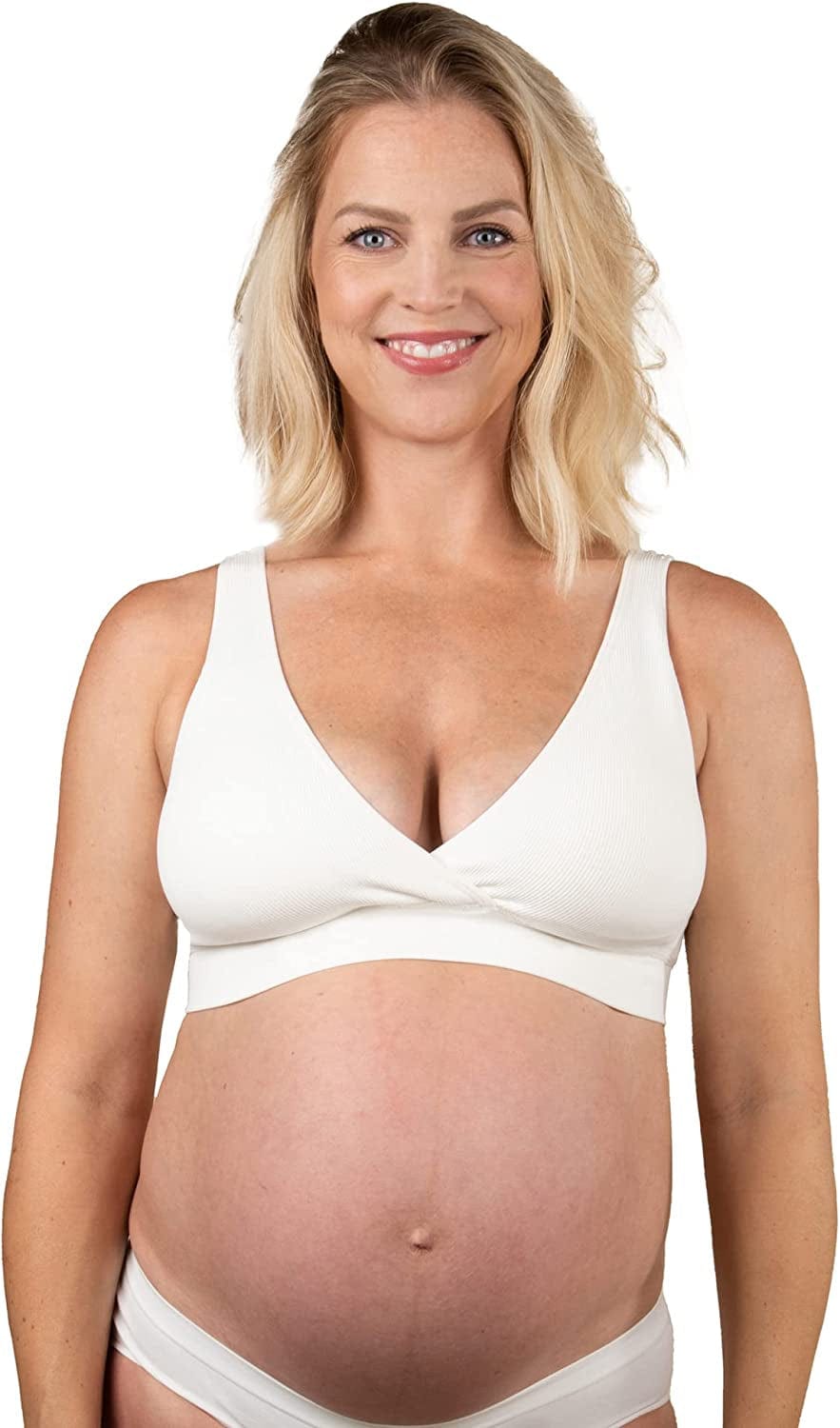 BRAVADO! DESIGNS Sustainable Maternity & Nursing Bra | Restore | Recycled Nylon | Seamless & Wireless | B-DDD/F Cup Antique White / Large