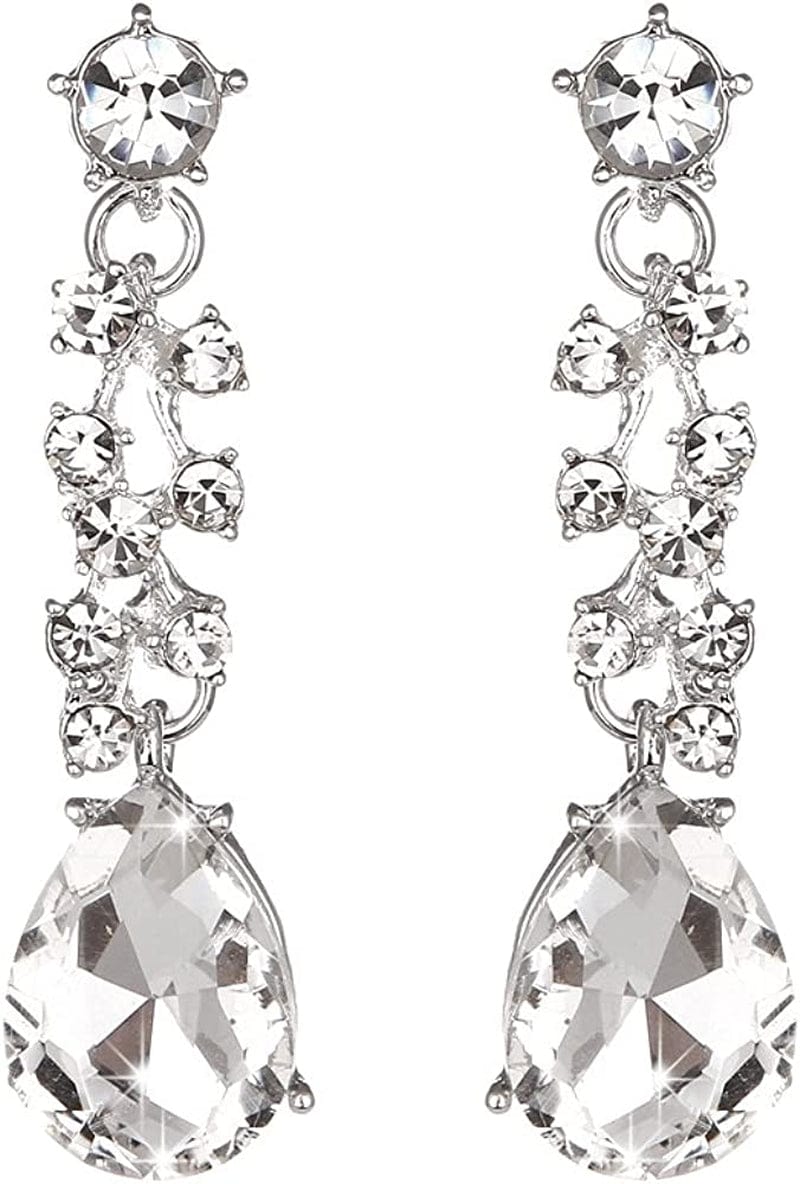 Bridal Austrian Crystal Necklace and Earrings Jewelry Set Gifts Fit with Wedding Dress