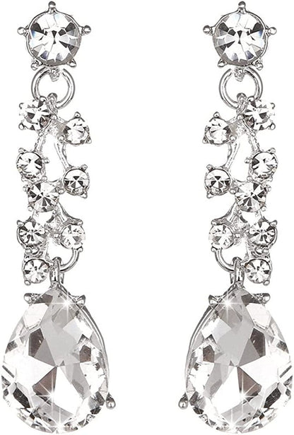 Bridal Austrian Crystal Necklace and Earrings Jewelry Set Gifts Fit with Wedding Dress