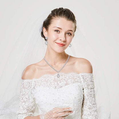 Bridal Jewelry Set for Wedding Simple Necklace Teardrop Dangle Earrings Bracelets Crystal Prom Bridal Bridesmaid Tennis Jewelry Set
