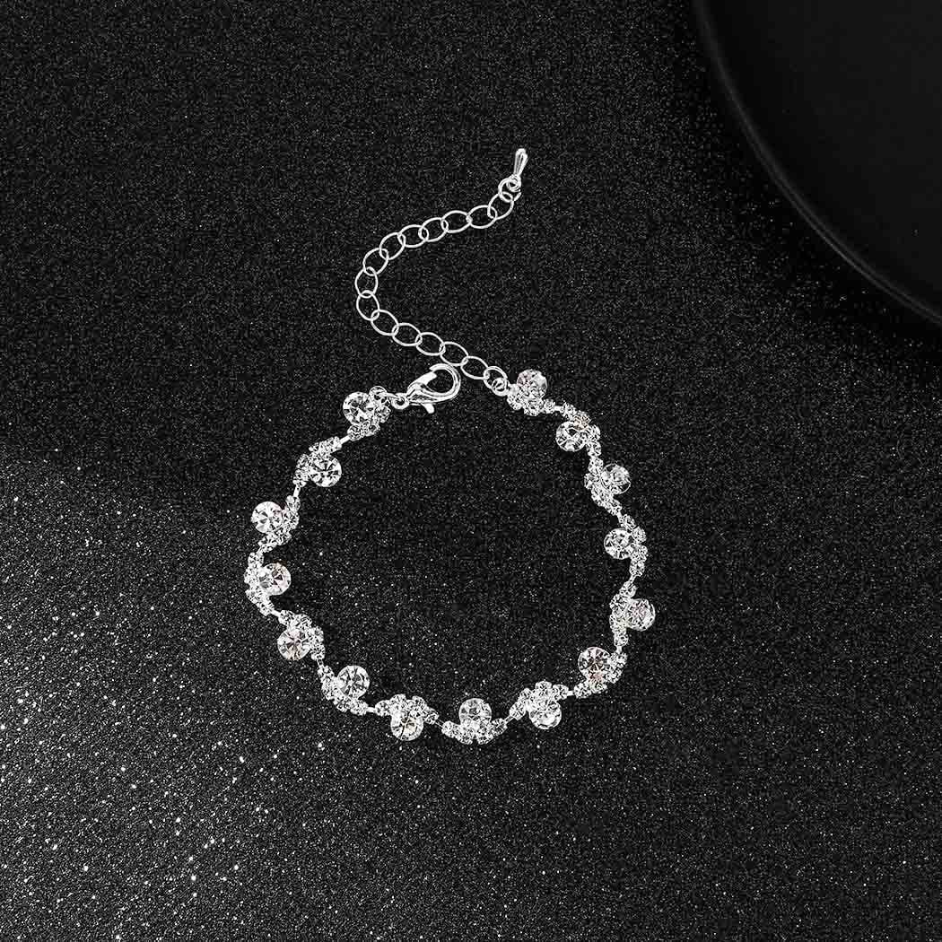 Bride Crystal Necklace Earrings Set Bridal Wedding Jewelry Sets Rhinestone Choker Necklace Prom Costume Jewelry Set for Women and Girls (3 Piece Set - 2 Earrings and 1 Necklace)