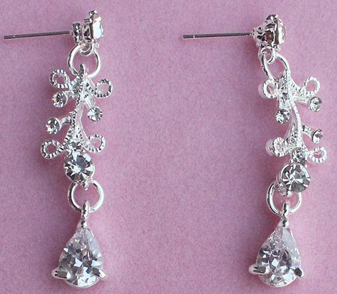 Bride Headdress Jewelry Wedding Necklace Earrings Set Crystal Crown Tiara