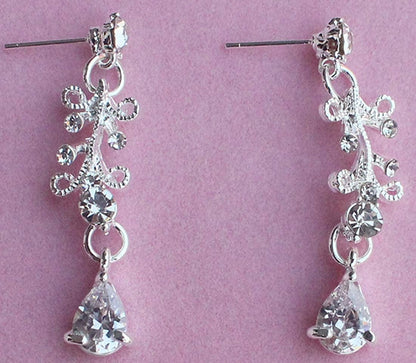 Bride Headdress Jewelry Wedding Necklace Earrings Set Crystal Crown Tiara