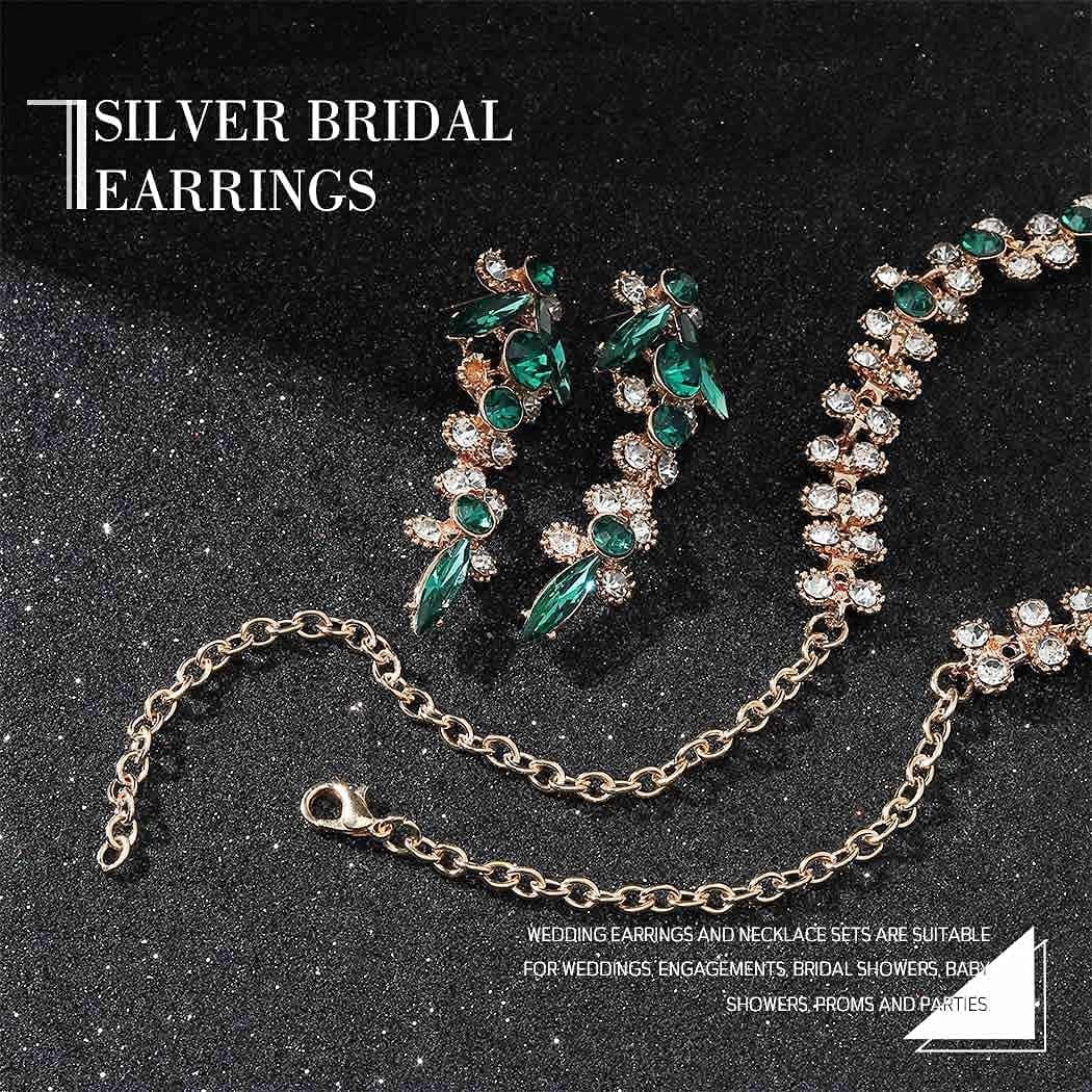 Bride Necklace Earrings Set Crystal Bridal Wedding Jewelry Sets Rhinestone Choker Necklace Prom Costume Jewelry for Women and Girls
