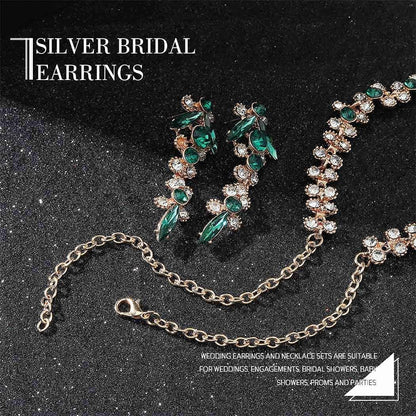 Bride Necklace Earrings Set Crystal Bridal Wedding Jewelry Sets Rhinestone Choker Necklace Prom Costume Jewelry for Women and Girls