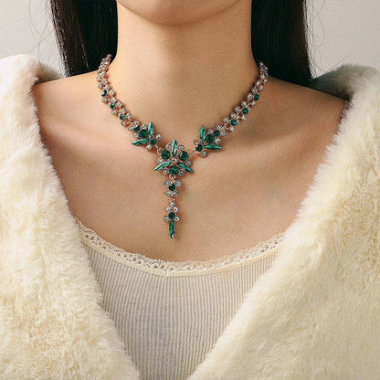 Bride Necklace Earrings Set Crystal Bridal Wedding Jewelry Sets Rhinestone Choker Necklace Prom Costume Jewelry for Women and Girls