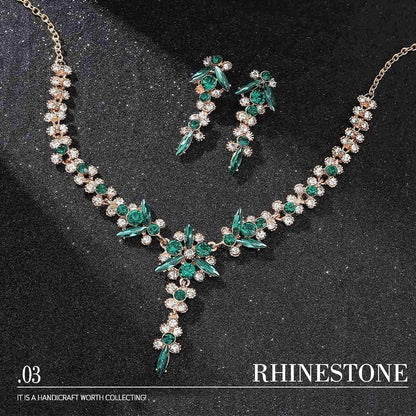 Bride Necklace Earrings Set Crystal Bridal Wedding Jewelry Sets Rhinestone Choker Necklace Prom Costume Jewelry for Women and Girls