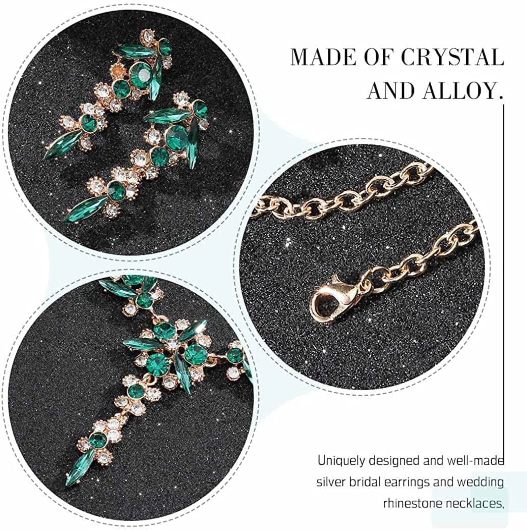 Bride Necklace Earrings Set Crystal Bridal Wedding Jewelry Sets Rhinestone Choker Necklace Prom Costume Jewelry for Women and Girls