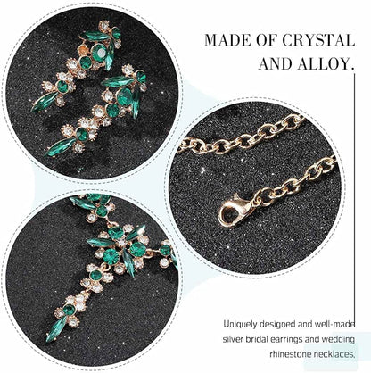 Bride Necklace Earrings Set Crystal Bridal Wedding Jewelry Sets Rhinestone Choker Necklace Prom Costume Jewelry for Women and Girls