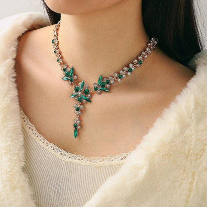 Bride Necklace Earrings Set Crystal Bridal Wedding Jewelry Sets Rhinestone Choker Necklace Prom Costume Jewelry for Women and Girls