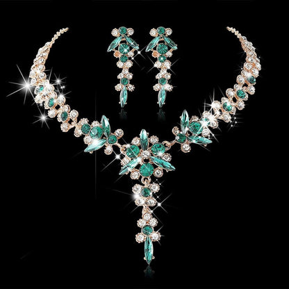 Bride Necklace Earrings Set Crystal Bridal Wedding Jewelry Sets Rhinestone Choker Necklace Prom Costume Jewelry for Women and Girls