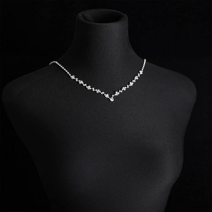 Bride Silver Bridal Necklace Earrings Set Crystal Wedding Jewelry Set Rhinestone Choker Necklace for Women and Girls