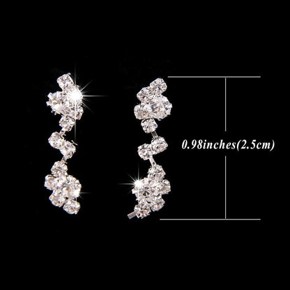 Bride Silver Bridal Necklace Earrings Set Crystal Wedding Jewelry Set Rhinestone Choker Necklace for Women and Girls
