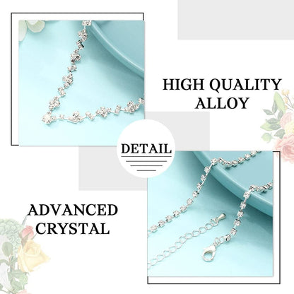 Bride Silver Bridal Necklace Earrings Set Crystal Wedding Jewelry Set Rhinestone Choker Necklace for Women and Girls