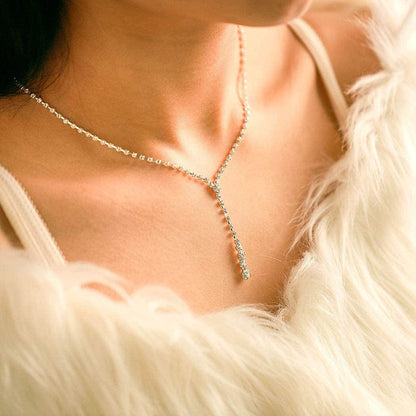 Bride Silver Bridal Necklace Earrings Set Crystal Wedding Jewelry Set Rhinestone Choker Necklace for Women and Girls (3 Piece Set - 2 Earrings and 1 Necklace)(Nk070-2)