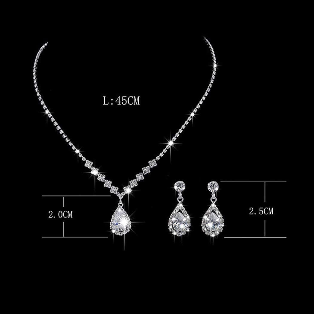 Bride Silver Bridal Necklace Earrings Set Crystal Wedding Jewelry Set Rhinestone Choker Necklace for Women and Girls (Set of 3)