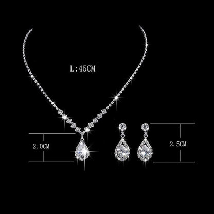 Bride Silver Bridal Necklace Earrings Set Crystal Wedding Jewelry Set Rhinestone Choker Necklace for Women and Girls (Set of 3)