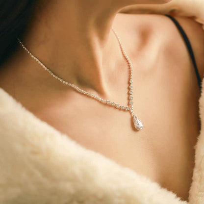 Bride Silver Bridal Necklace Earrings Set Crystal Wedding Jewelry Set Rhinestone Choker Necklace for Women and Girls (Set of 3)