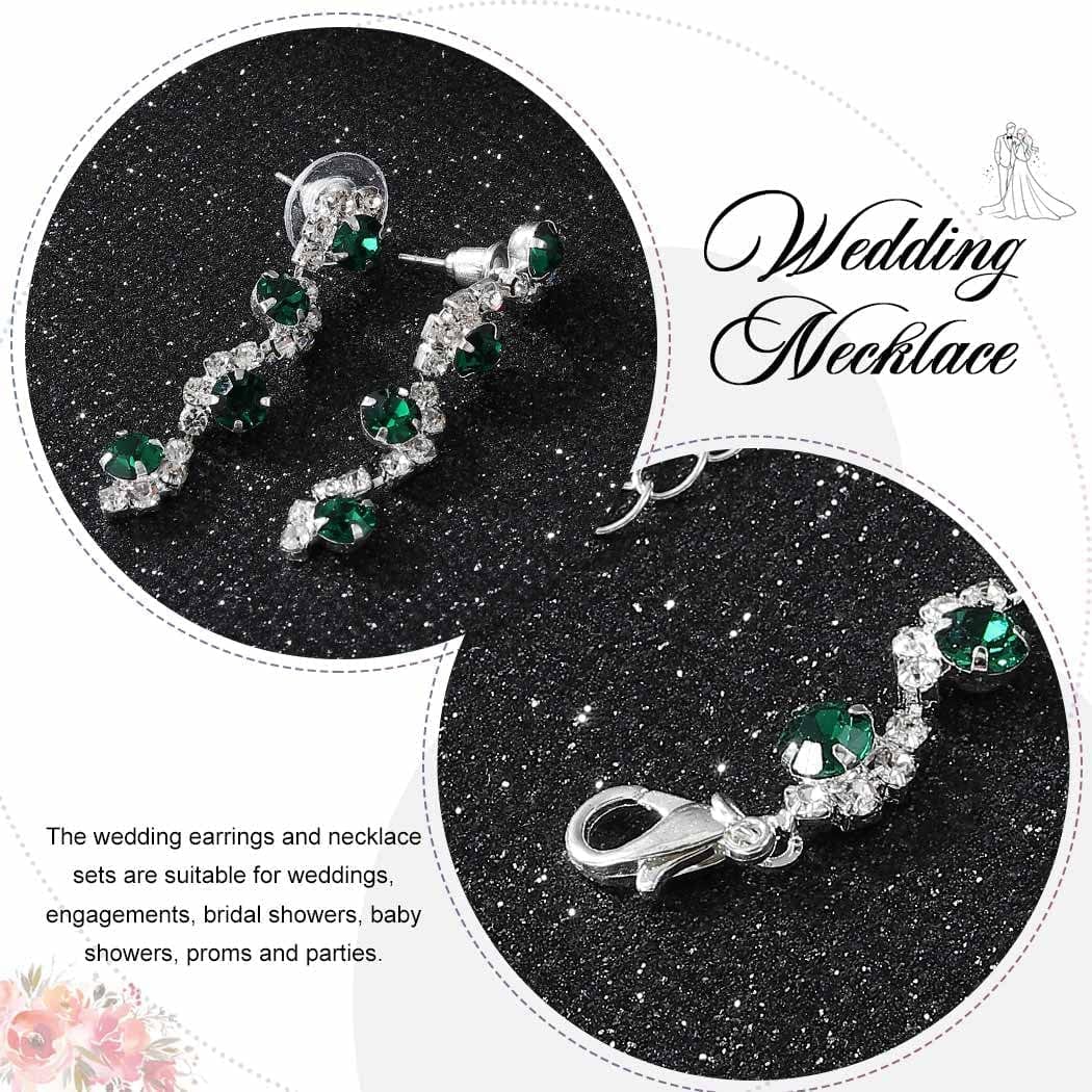 Bride Silver Necklace Earrings Set Crystal Bridal Wedding Jewelry Set Rhinestone Choker Necklace for Women and Girls