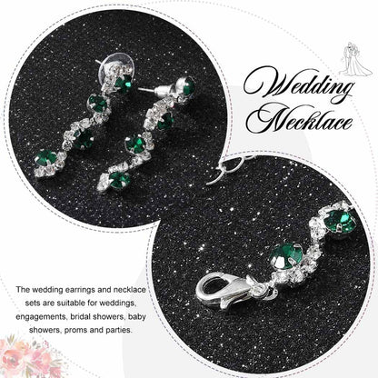 Bride Silver Necklace Earrings Set Crystal Bridal Wedding Jewelry Set Rhinestone Choker Necklace for Women and Girls