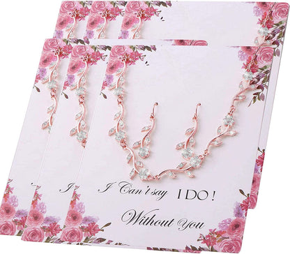 Bridesmaid Gift Jewelry Sets of 1 4 6 7 8 for Wedding,Pave Crystal Simulated Diamond Leaf Flower Jewelry Set for Bridesmaid 6 SETS ROSE Gold