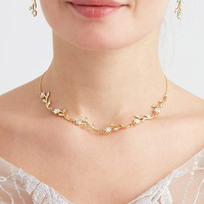 Bridesmaid Gift Jewelry Sets of 1 4 6 7 8 for Wedding,Pave Crystal Simulated Diamond Leaf Flower Jewelry Set for Bridesmaid