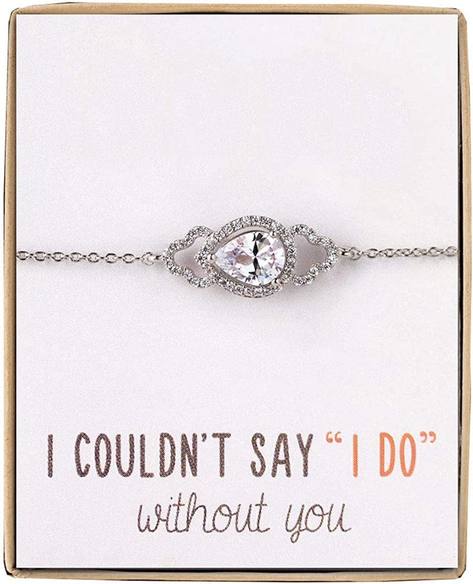 Bridesmaid Gift Oval Bracelet and Earring Set, Wedding Jewelry Set in Gold, Rose Gold, Silver Teardrop Bracelet - SILVER