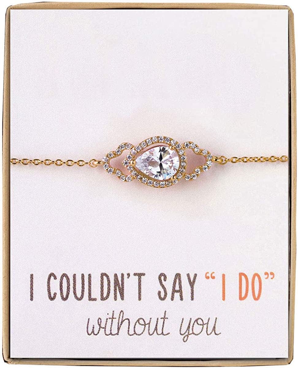 Bridesmaid Gift Oval Bracelet and Earring Set, Wedding Jewelry Set in Gold, Rose Gold, Silver Teardrop Bracelet - GOLD