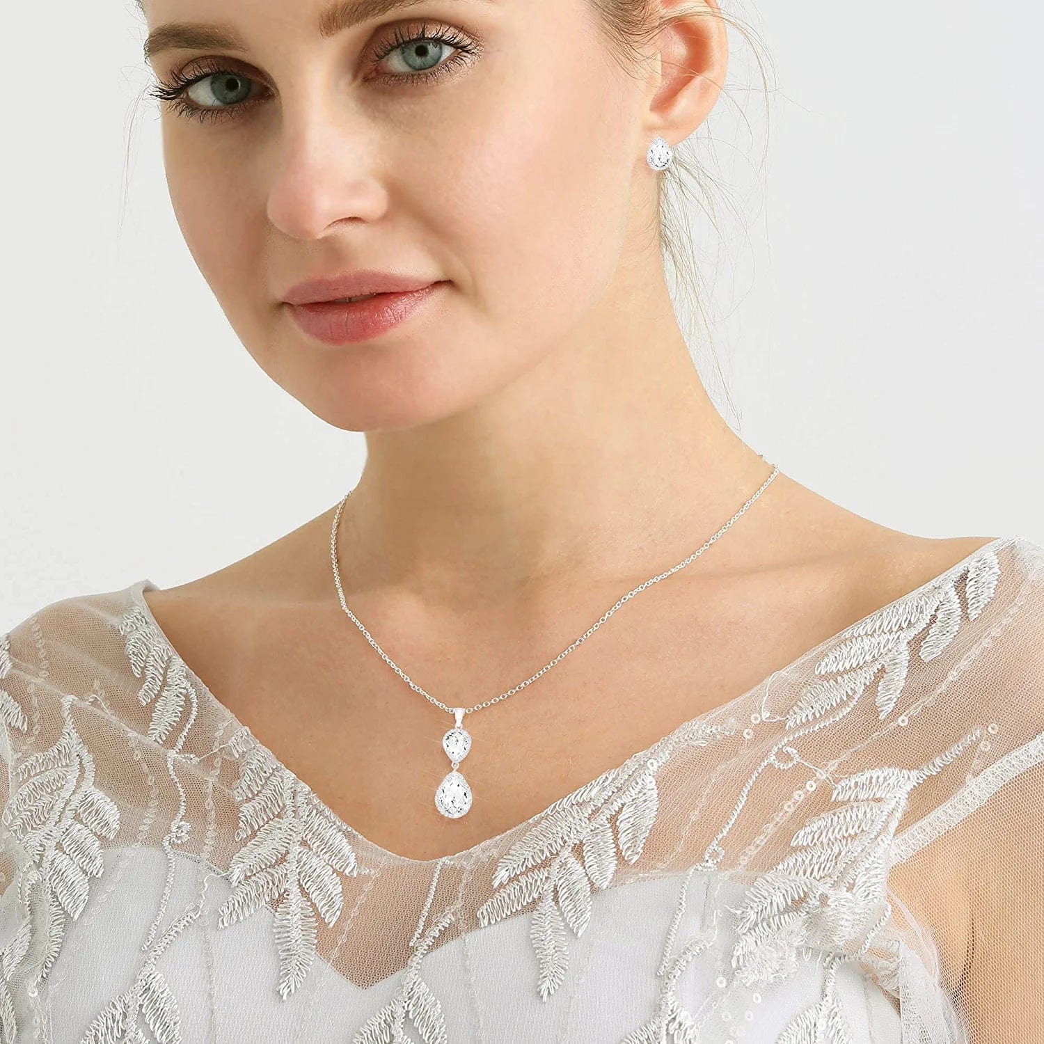 Bridesmaid Jewelry Set for Wedding of 4 6 8,Rose Gold Silver Bridesmaid Necklace Earrings Jewelry Gifts Set,Bridesmaid Proposal Gifts,Bacherlotte Shower Party Gift Set