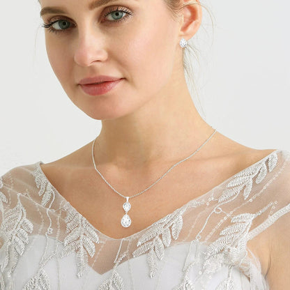 Bridesmaid Jewelry Set for Wedding of 4 6 8,Rose Gold Silver Bridesmaid Necklace Earrings Jewelry Gifts Set,Bridesmaid Proposal Gifts,Bacherlotte Shower Party Gift Set