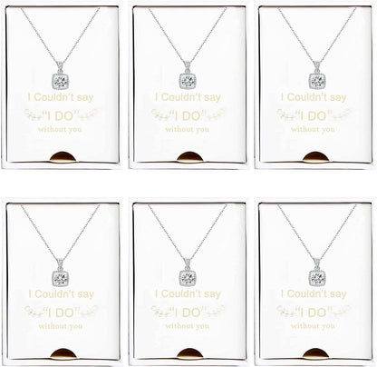 Bridesmaid Necklace Gifts I Couldn'T Say I Do without You 14K Rose Gold Plated Cubic Zirconia Diamond Necklace round Diamond Pendant Bridesmaid Proposal Gift Necklace Set of 1/4/6 big-6