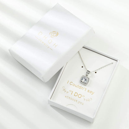 Bridesmaid Necklace Gifts I Couldn'T Say I Do without You 14K Rose Gold Plated Cubic Zirconia Diamond Necklace round Diamond Pendant Bridesmaid Proposal Gift Necklace Set of 1/4/6