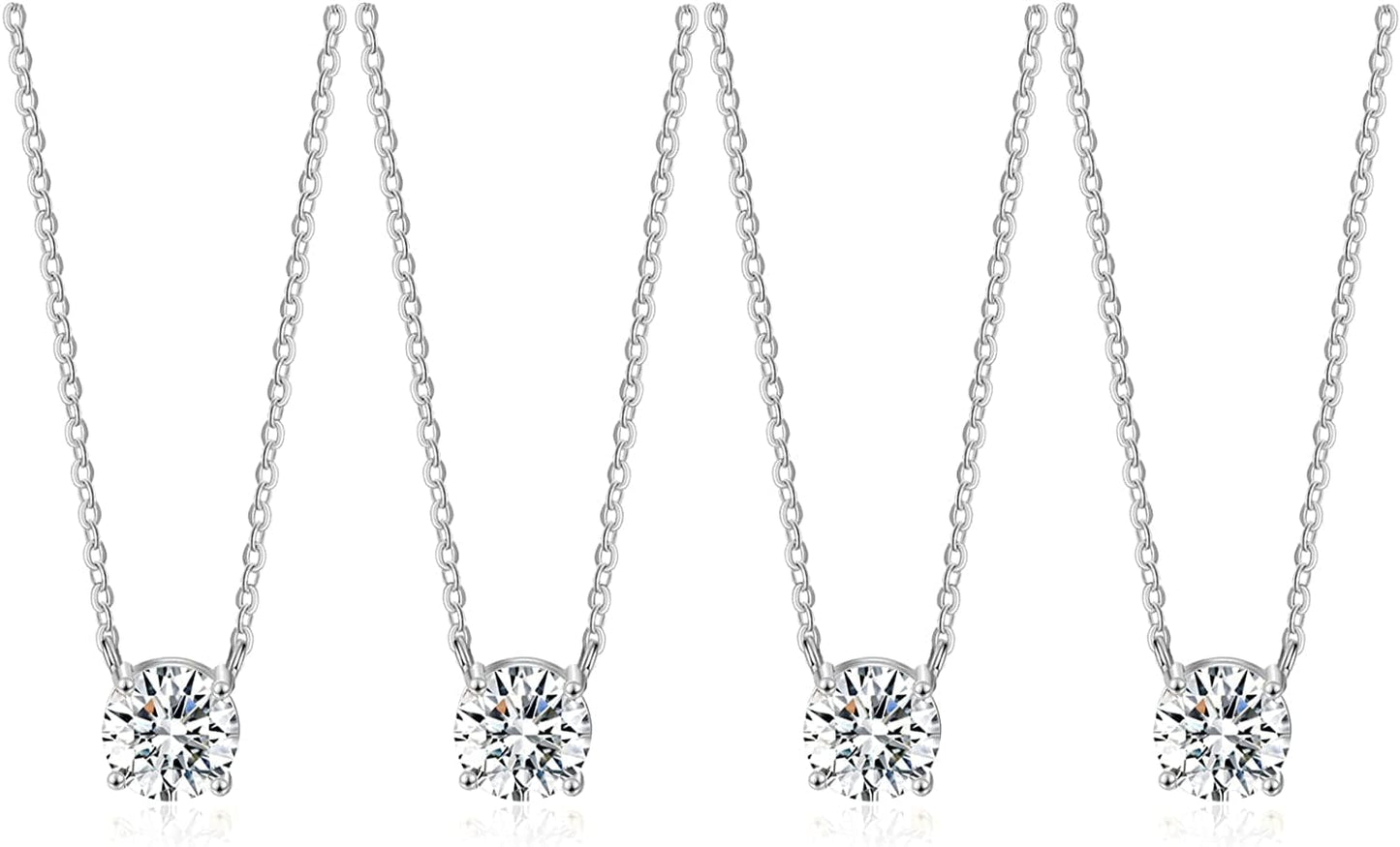 Bridesmaid Proposal Gifts CZ Tearsdrop Earrings Necklace Set Crystals Pendant Necklaces Jewelry Sets for Bridal Bridesmaids Prom Wedding F-Silver Necklace set of 4
