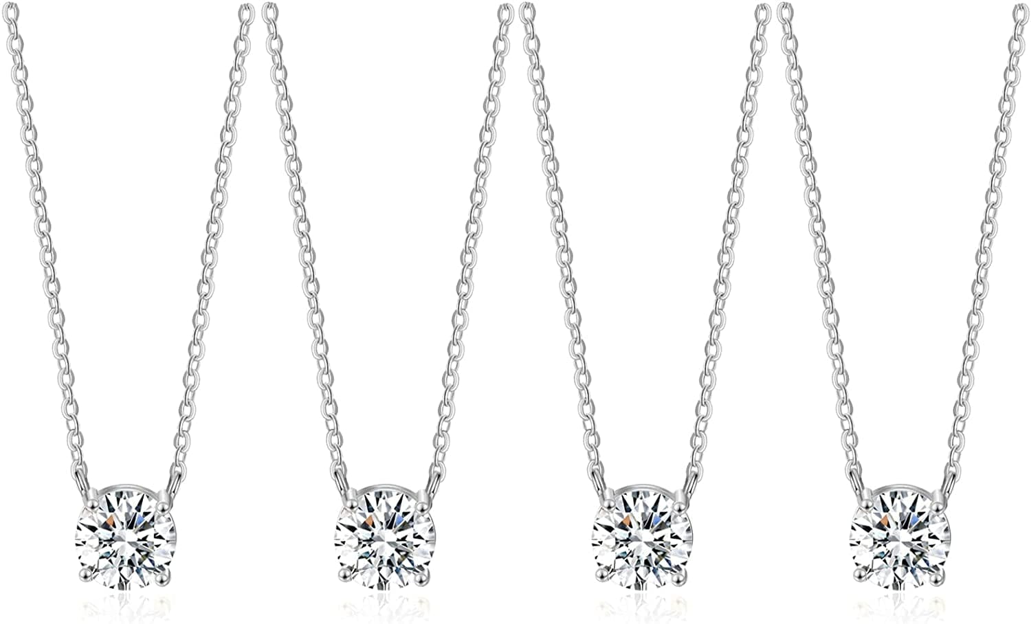 Bridesmaid Proposal Gifts CZ Tearsdrop Earrings Necklace Set Crystals Pendant Necklaces Jewelry Sets for Bridal Bridesmaids Prom Wedding F-Silver Necklace set of 4