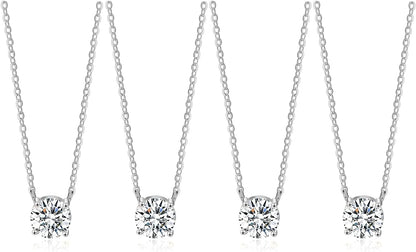 Bridesmaid Proposal Gifts CZ Tearsdrop Earrings Necklace Set Crystals Pendant Necklaces Jewelry Sets for Bridal Bridesmaids Prom Wedding F-Silver Necklace set of 4