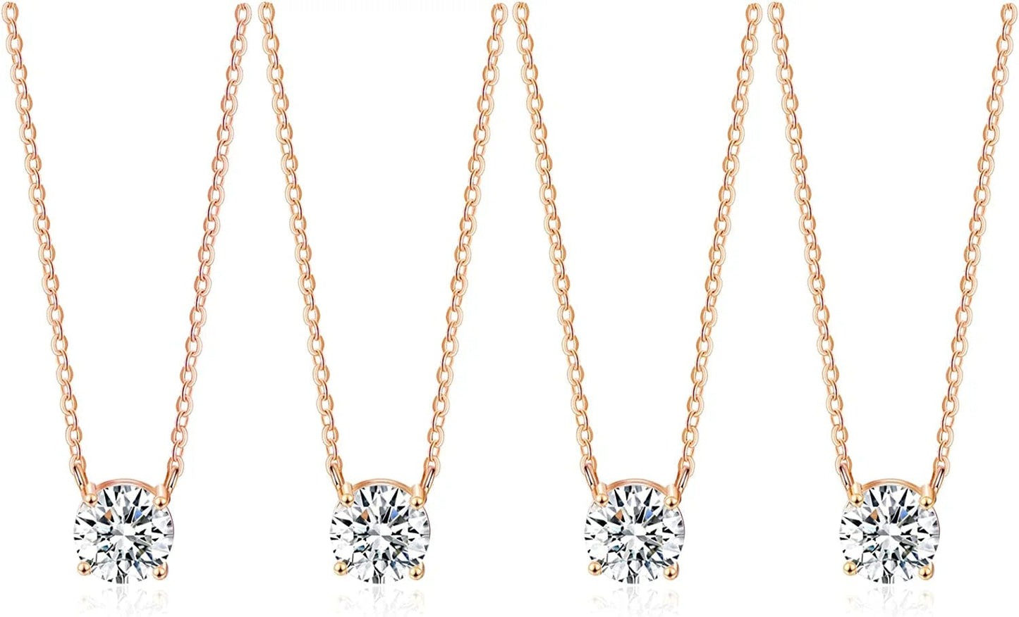 Bridesmaid Proposal Gifts CZ Tearsdrop Earrings Necklace Set Crystals Pendant Necklaces Jewelry Sets for Bridal Bridesmaids Prom Wedding H-Rose Gold Necklace set of 4