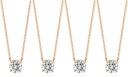 Bridesmaid Proposal Gifts CZ Tearsdrop Earrings Necklace Set Crystals Pendant Necklaces Jewelry Sets for Bridal Bridesmaids Prom Wedding H-Rose Gold Necklace set of 4