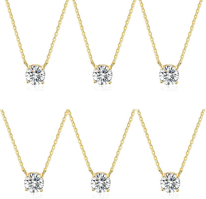 Bridesmaid Proposal Gifts CZ Tearsdrop Earrings Necklace Set Crystals Pendant Necklaces Jewelry Sets for Bridal Bridesmaids Prom Wedding J-Gold Necklace set of 6